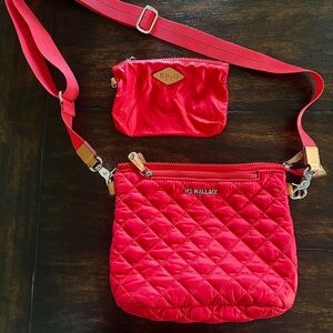 MZ Wallace Cherry Red Quilted Crossbody Bag